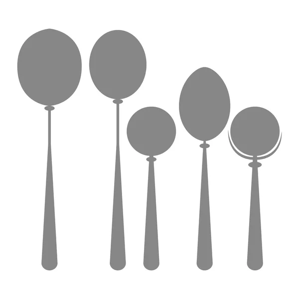 Iconos de siluetas de cucharas de cocina aisladas — Vector de stock