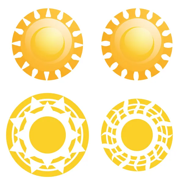 Vector Set Of Different Abstract Suns Isolated — Stock Vector