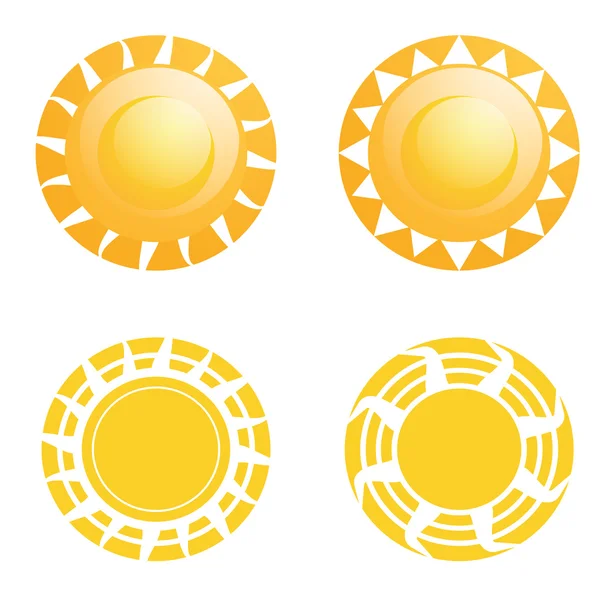 Vector Set Of Different Abstract Suns Isolated — Stock Vector