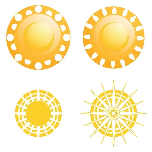 Vector Set Of Different Abstract Suns Isolated — Stock Vector