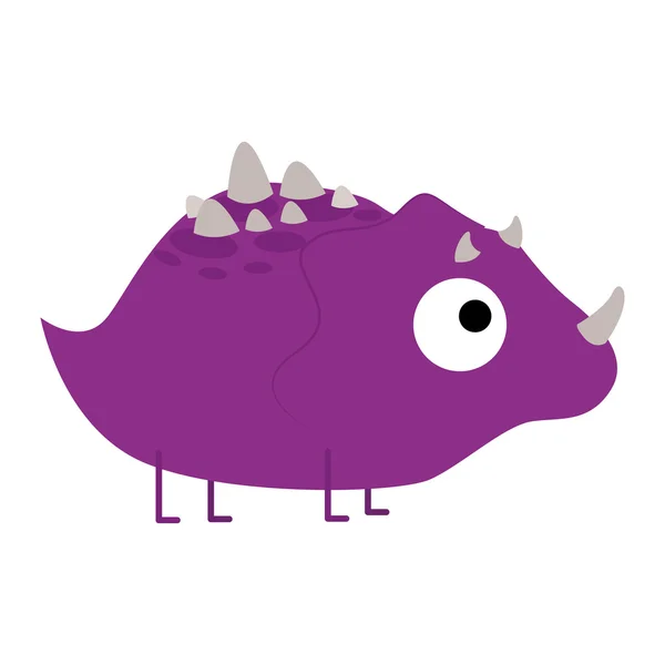 一只孤立的矢量紫色可爱回力卡通恐龙 — 图库矢量图片