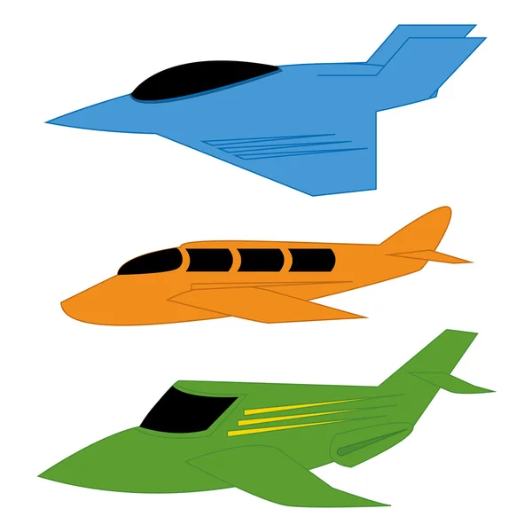 Farklı renkli uçaklar izole vektör kümesi — Stok Vektör
