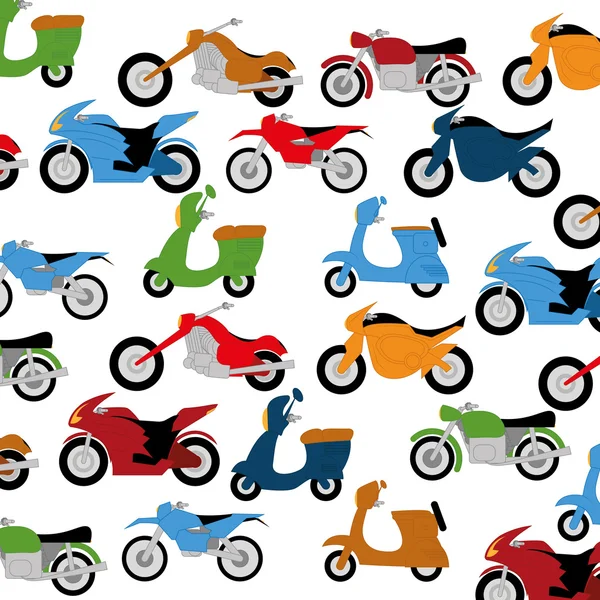 Vector Set Of Different Colorful Motorcycles Isolated — Stock Vector