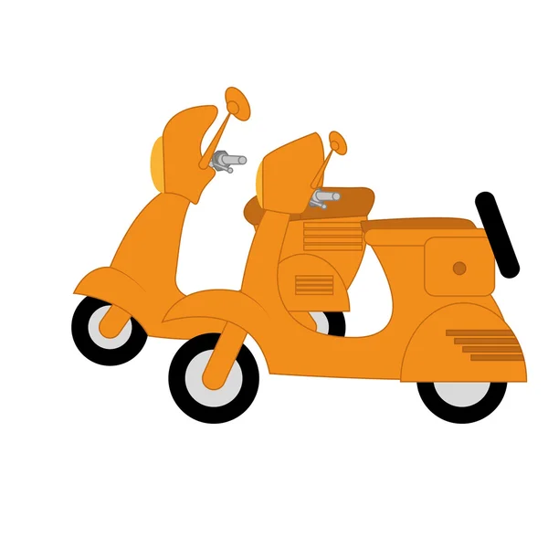 Vetor dois scooters laranja isolado em fundo branco — Vetor de Stock