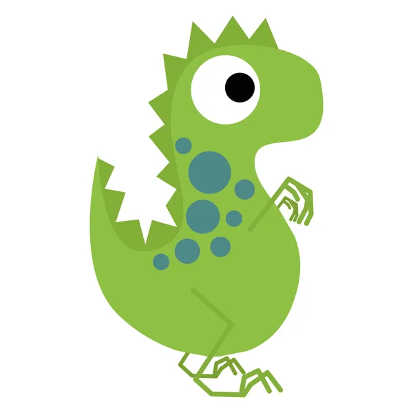 Um dinossauro verde bonito dos desenhos animados do vetor isolado —  Vetores de Stock