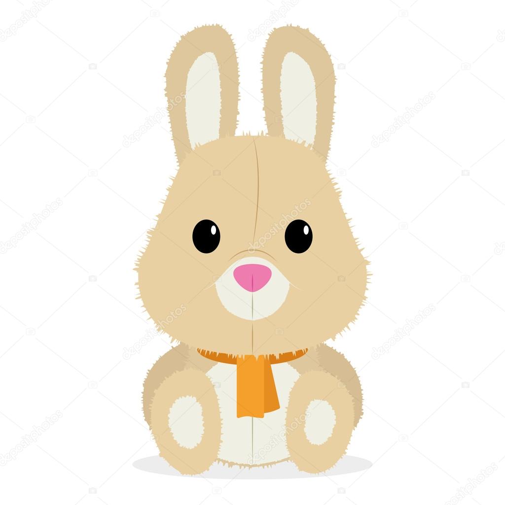 Cartoon Cute Rabbit Isolated On White Background 
