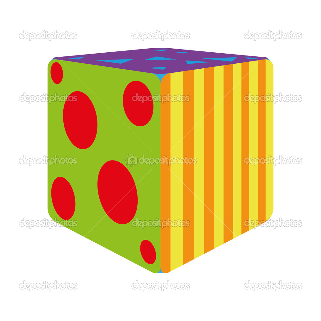 Cartoon Colorful Cube Isolated On White Background 