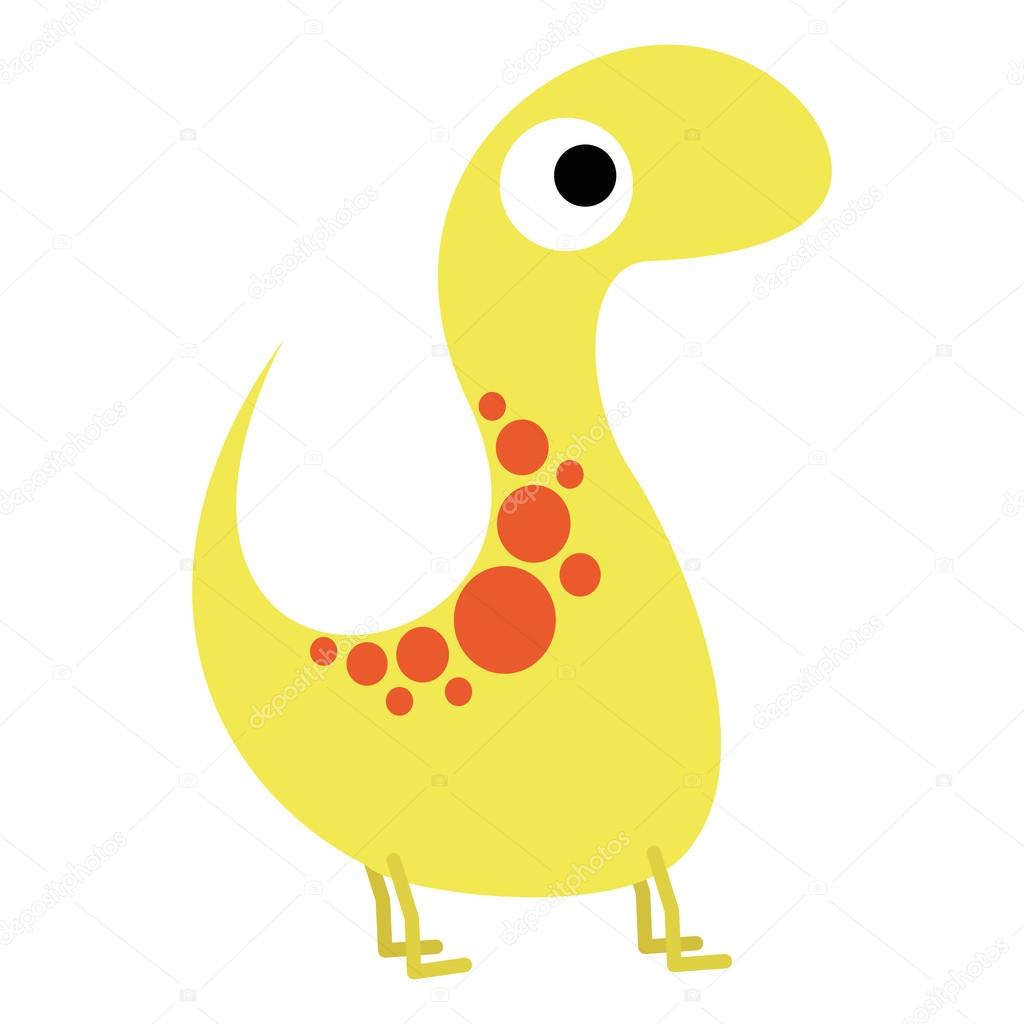 A Vector Cute Cartoon Yellow Dinosaur Isolated