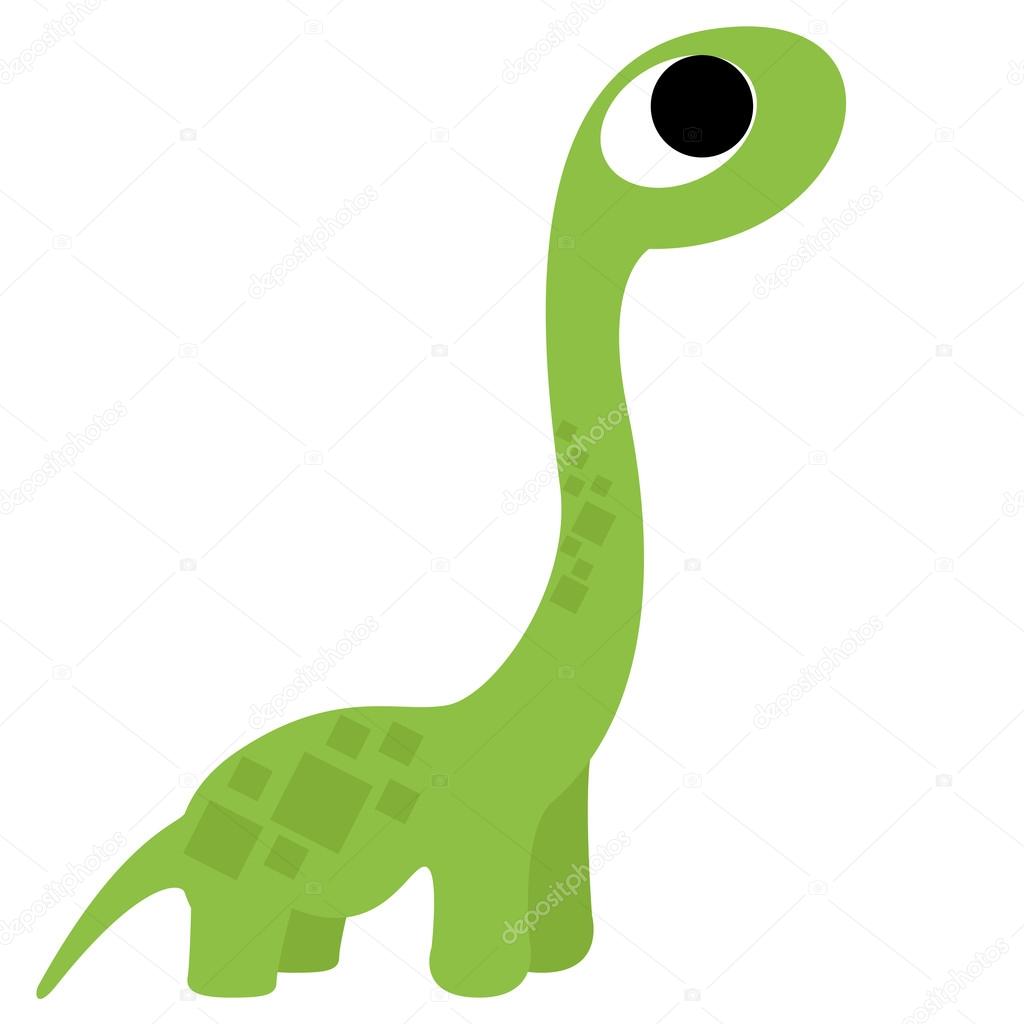 Vetor de desenho animado de dinossauro verde bonito