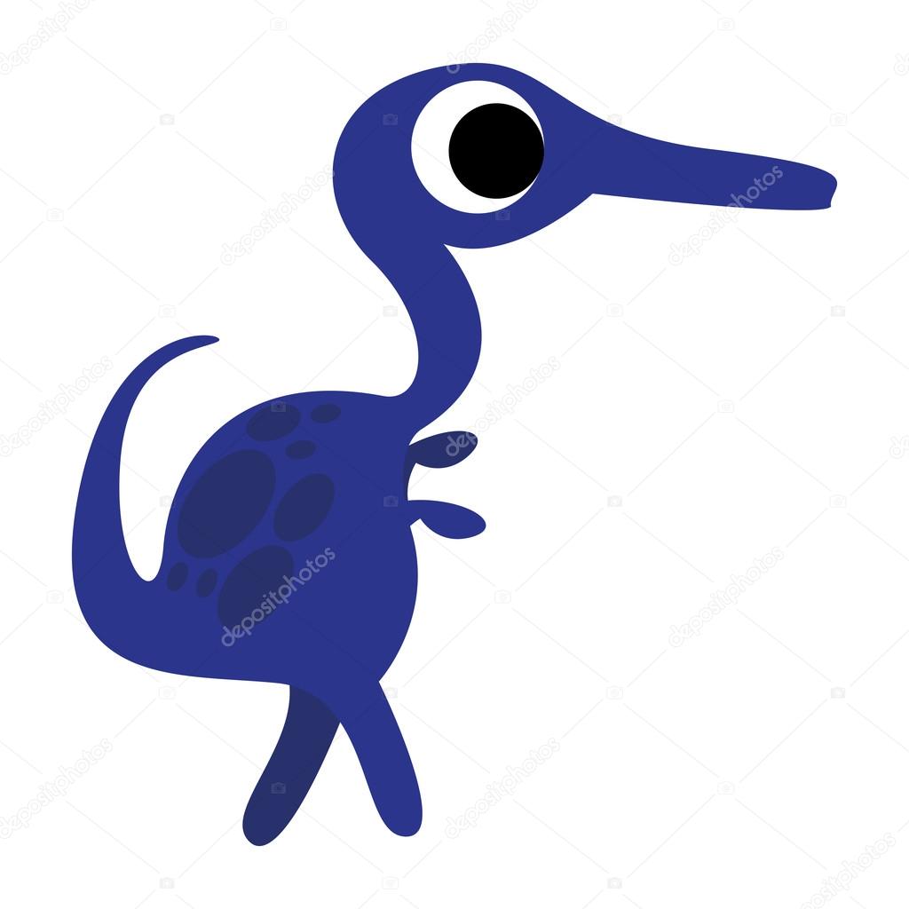 A Vector Cute Cartoon Blue Dinosaur Isolated