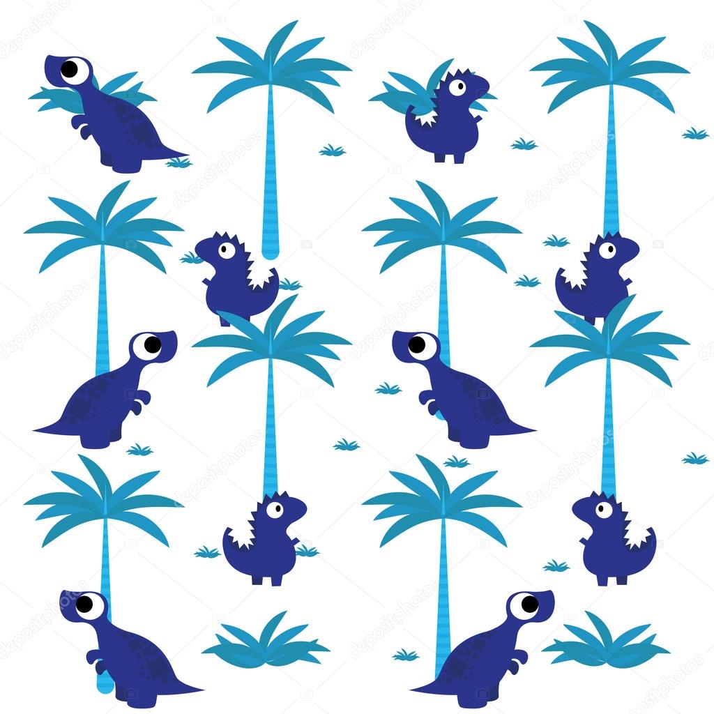 A Vector Cute Cartoon Blue Dinosaurs Background