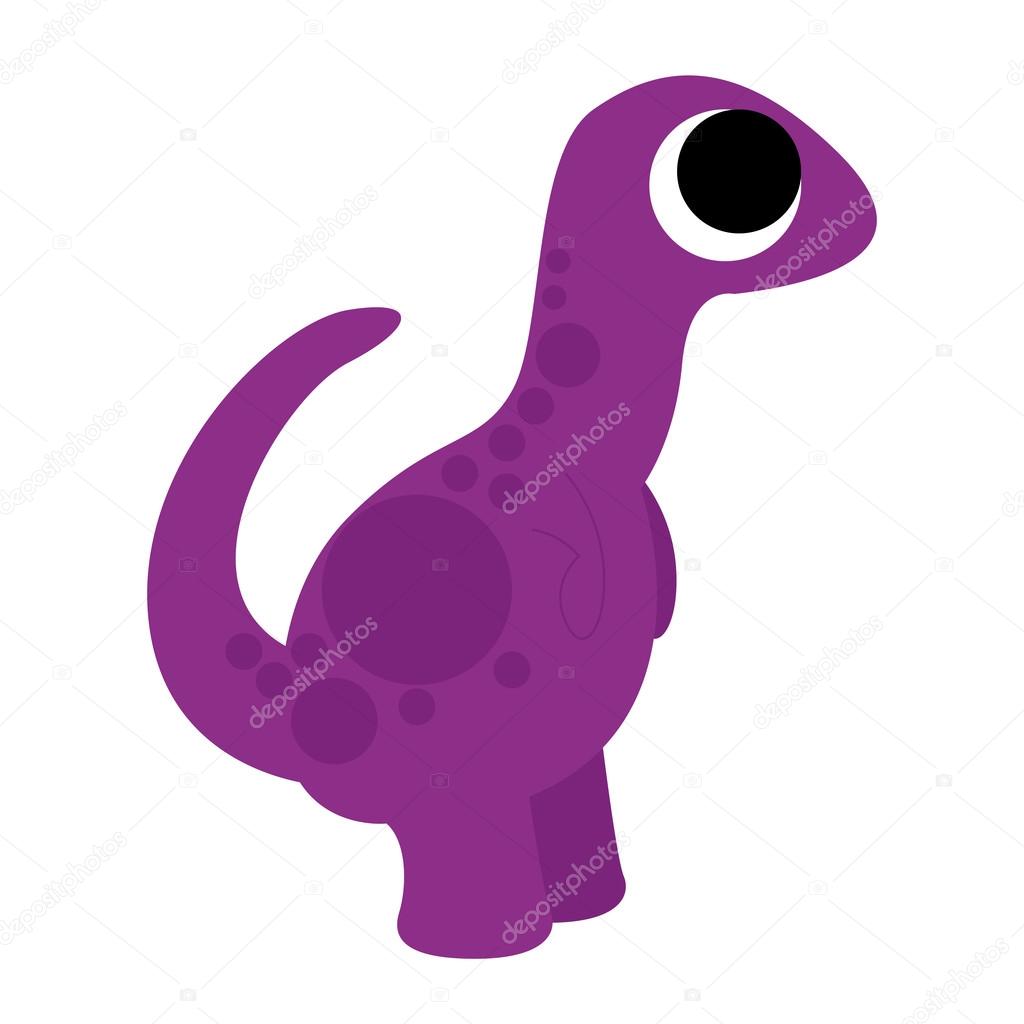 A Vector Cute Cartoon Purple Dinosaur Isolated
