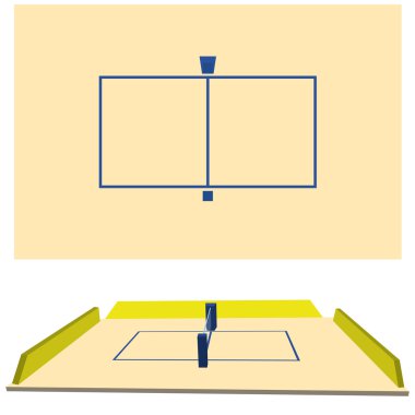 Beyaz arka plan üzerinde izole Voleybol alanı