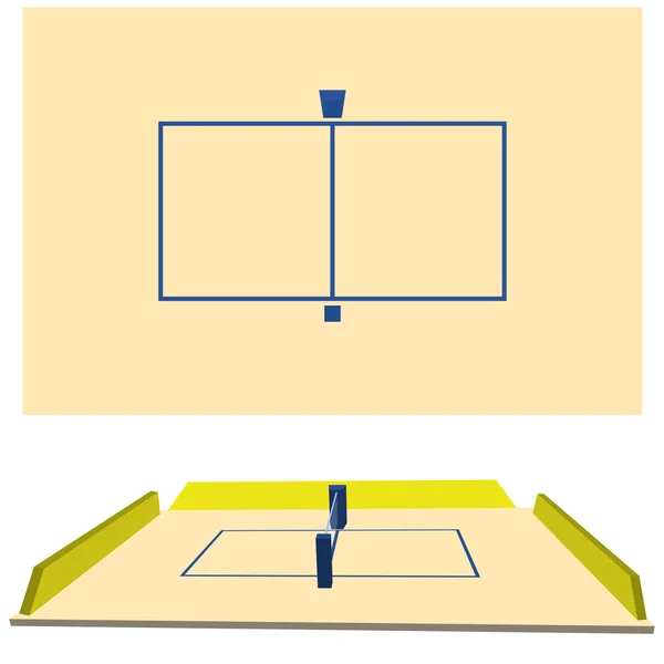 Campo de voleibol aislado sobre fondo blanco — Vector de stock