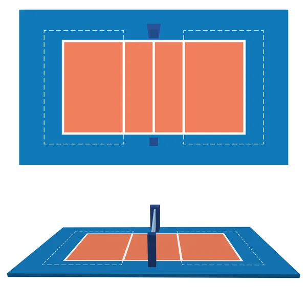 Campo de voleibol aislado sobre fondo blanco — Vector de stock