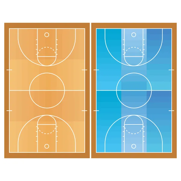Campo de baloncesto aislado sobre fondo blanco — Vector de stock