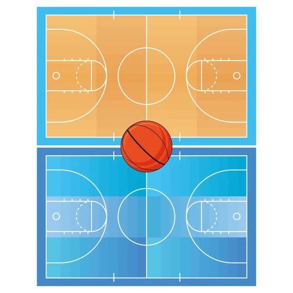 Basketball Field  Isolated On White Background — Stock Vector