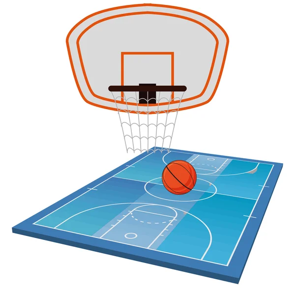 Basketball Field  Isolated On White Background — Stock Vector