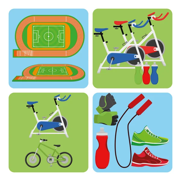 Set de Deporte y Elementos de Gimnasio — Vector de stock