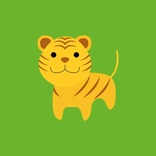 Adorabile cartone animato tigre isolato su sfondo — Vettoriale Stock