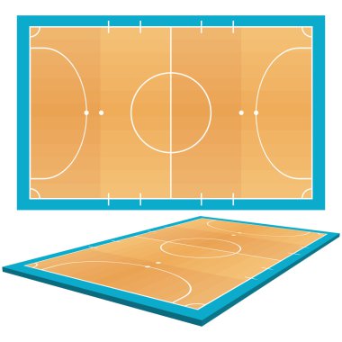 Beyaz arka plan üzerinde izole futsal alan