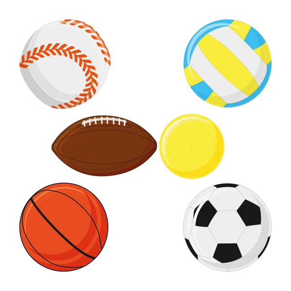 Készlet különböző labdák elszigetelt fehér háttér — Stock Vector