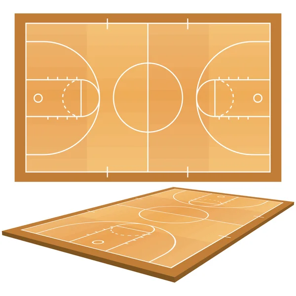 Campo de baloncesto aislado sobre fondo blanco — Vector de stock