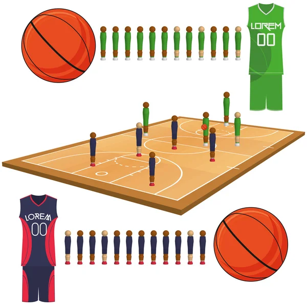 Set de elementos de baloncesto aislados sobre fondo blanco — Vector de stock