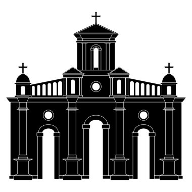 Beyaz arka plan üzerinde izole bina siluet