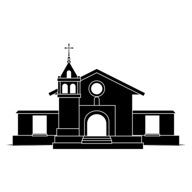 Beyaz arka plan üzerinde izole bina siluet