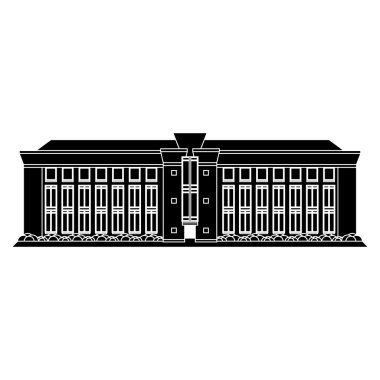 Beyaz arka plan üzerinde izole bina siluet