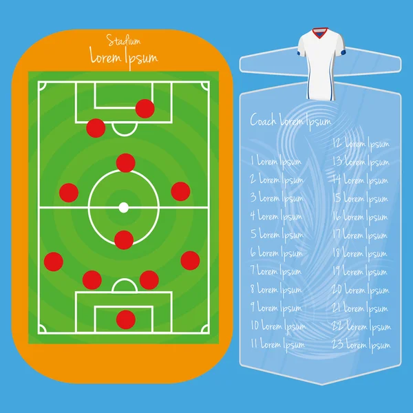 Terrain de football modifiable avec espace pour le texte — Image vectorielle