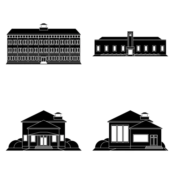 Set Of Different Building Silhouettes Isolated — Stock Vector