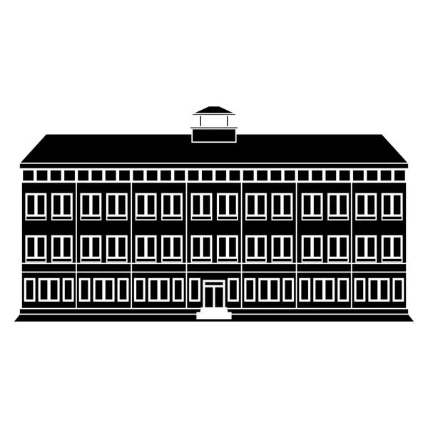 Silueta de edificio aislada sobre fondo blanco — Vector de stock