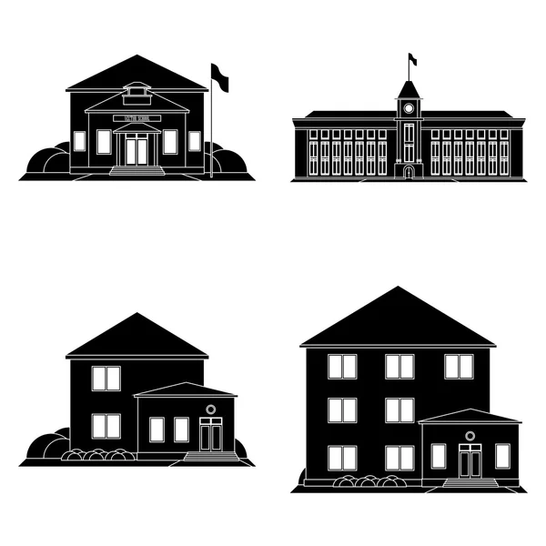 Set Of Different Building Silhouettes Isolated — Stock Vector