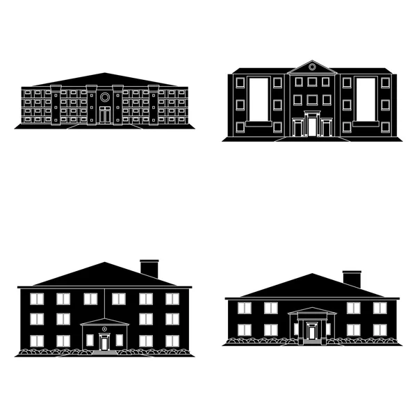 Set Of Different Building Silhouettes Isolated — Stock Vector