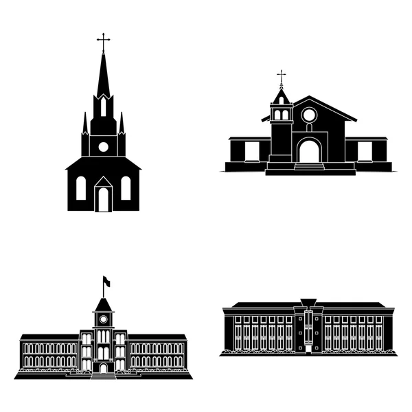 Verzameling van ander gebouw silhouetten geïsoleerd — Stockvector