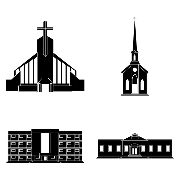 Set Of Different Building Silhouettes Isolated — Stock Vector