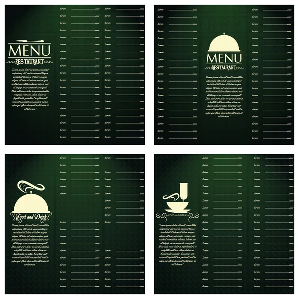 Restaurant Menu Cards Design Template Editable — Stock Vector