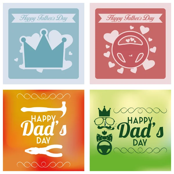 Vettore Felice Festa del papà Template Cards sfondo — Vettoriale Stock