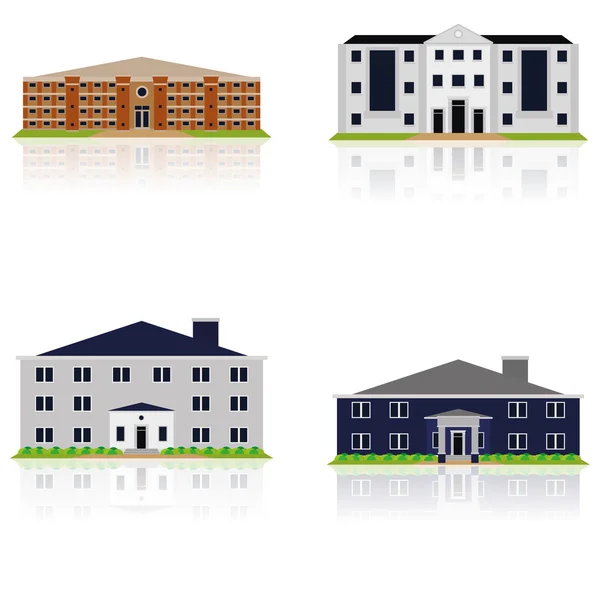 Vector set van ander gebouw illustraties geïsoleerd — Stockvector