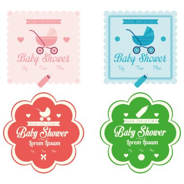 Bebek duş şablon kartları illüstrasyon düzenlenebilir