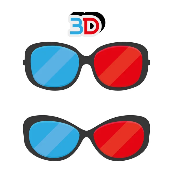 Ícones de óculos 3D isolados em fundo branco — Vetor de Stock