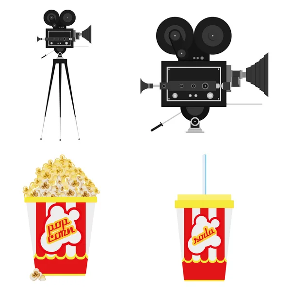 Conjunto de diferentes iconos relacionados película aislado — Vector de stock