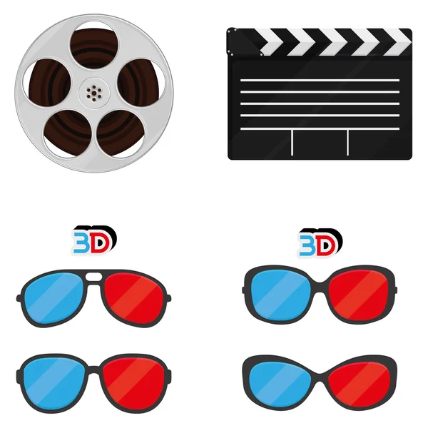 Conjunto de diferentes filmes relacionados ícones isolados — Vetor de Stock