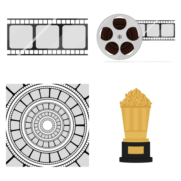 Conjunto de diferentes filmes relacionados ícones isolados — Vetor de Stock