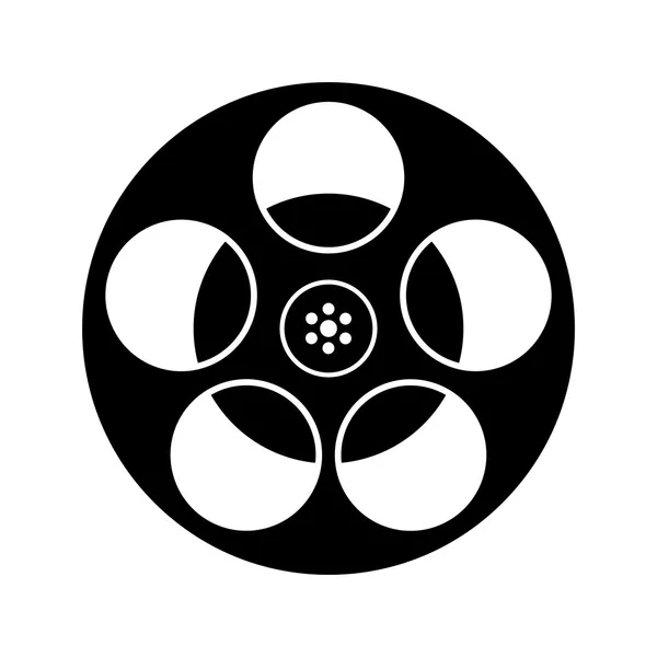 Icono de carrete de película en blanco y negro aislado — Vector de stock