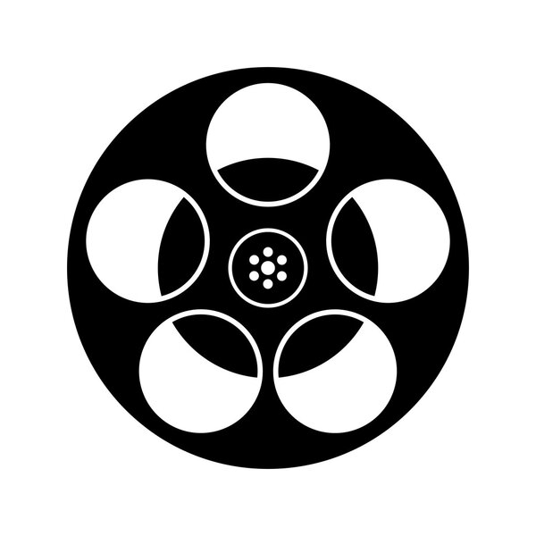 Black And White Film Reel Icon Isolated