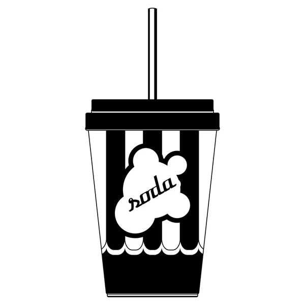 Icône de soda de cinéma noir et blanc isolé — Image vectorielle