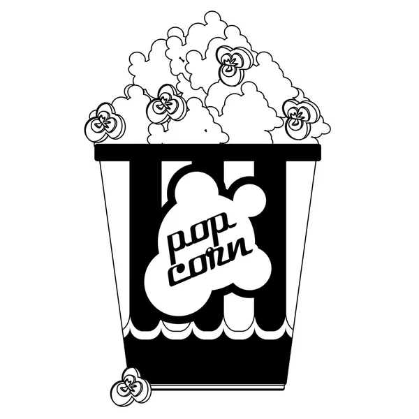 Schwarz-weiße Kino-Popcorn-Ikone isoliert — Stockvektor